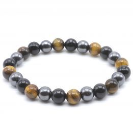 Pulsera 8mm protección Obsidiana negra, Hematita, Ojo de Tigre